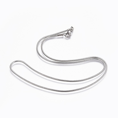 304 Stainless Steel Snake Chain Necklaces, with 304 Stainless Steel Clasps