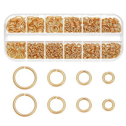 800 шт. 4 стили 304 соединительные кольца из нержавеющей стали, открытые кольца прыжок, круглые кольца, металлические разъемы для поделок ювелирных изделий и брелков