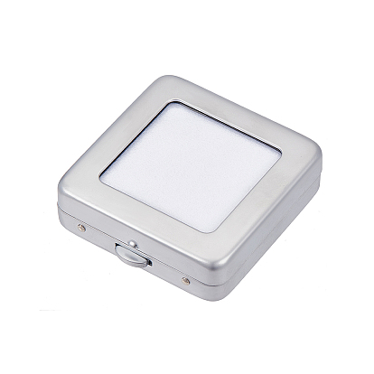 Железные свободные коробки для демонстрации драгоценных камней, стеклянные верхние витрины для ювелирных изделий с губкой внутри, квадратный