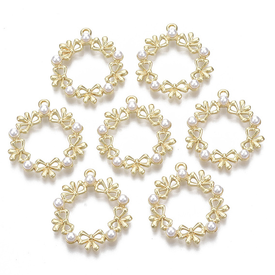 Подвески из сплава , с абс пластмассовой имитационной жемчужиной, кольцо с бантом