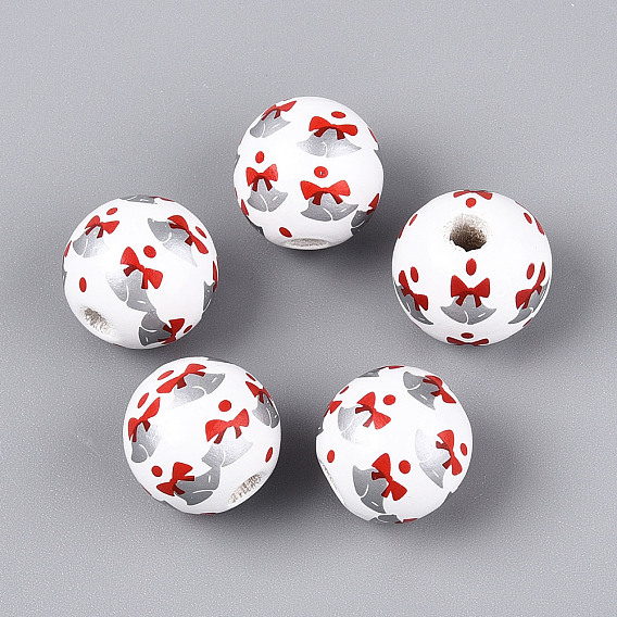 Окрашенные распылением деревянные бусины Schima, печатные бисера, круглые