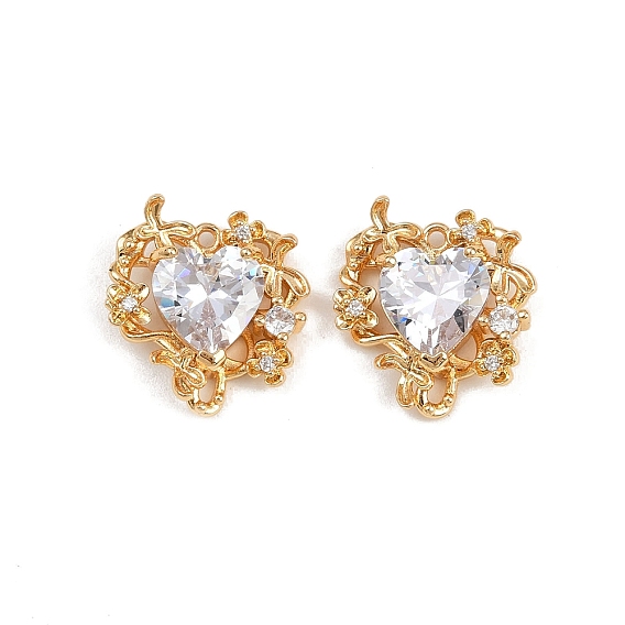 Латунные микропаве прозрачные подвески с фианитом, сердце