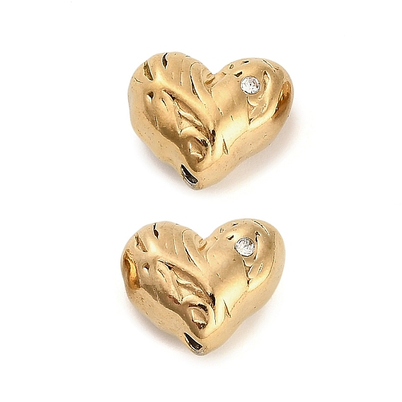 304 бусина из нержавеющей стали со стразами, ионное покрытие (ip), сердце