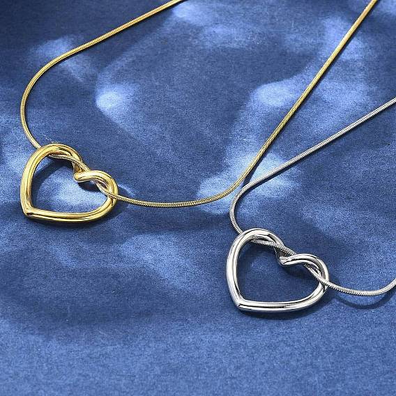 201 ожерелья из нержавеющей стали с полым сердечком в виде змеиной цепи для женщин