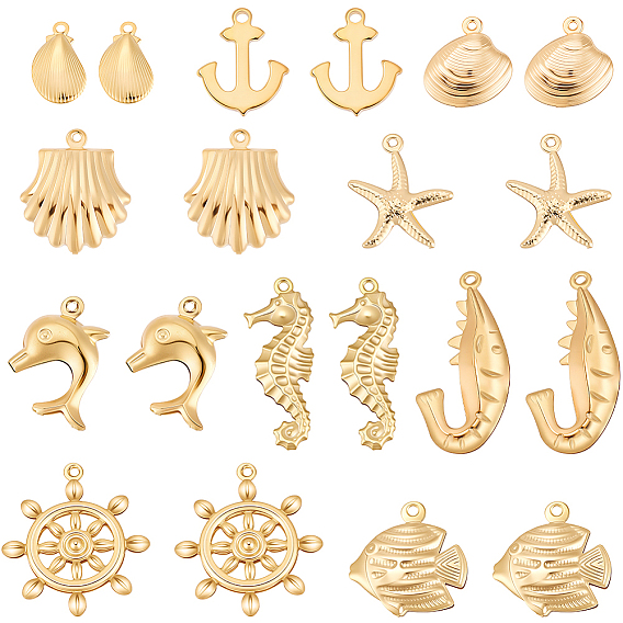 40 шт 10 стили 304 подвески из нержавеющей стали, разнообразные