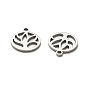 316 Surgical Stainless Steel Pendants, Laser Cut, Flat Round with Flower Charm