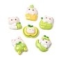 Opaque Resin Cabochons, Cat with Apple