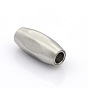 304 Stainless Steel Matte Surface Magnetic Clasps with Glue-in Ends, Barrel