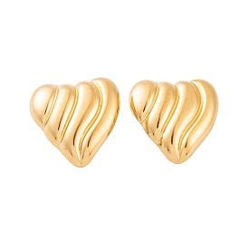 Ion Plating(IP) 304 Stainless Steel Stud Earrings for Women, Textured Heart