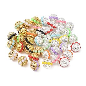 Brass Beads, with Plastic, Round, Mixed Color