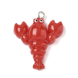 Подвески из непрозрачной смолы в виде раков-лобстеров, с платиновыми железными петлями