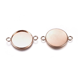 201 Stainless Steel Cabochon Connector Settings, Plain Edge Bezel Cups, Flat Round