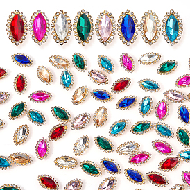 Ahademaker 80шт. 8 цвета шить на стразах, прозрачное стекло горный хрусталь, с настройками железного зубца, граненые, лошадиный глаз 