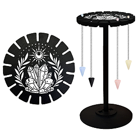 Деревянный руль, деревянная витрина, черный держатель подставка, стеллаж для хранения маятников в деревенском стиле, ведьма