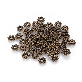 Бусины тибетского стиля , без свинца и без кадмия, цветок, 6x1 мм, отверстие : 2 мм