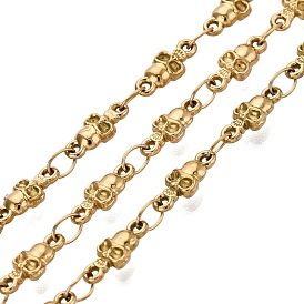 5M 304 Stainless Steel Skull Link Chains, Soldered, with Spool, Ion Plating(IP), Long-Lasting Plated