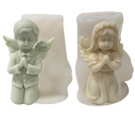 3D Man/Woman Kneeling Praying Angel Food Grade Silicone Molds, Fondant Molds, for DIY Cake Decoration, Chocolate, Candy, UV Resin & Epoxy Resin Craft Making