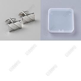 Brass Cufflinks for Men's Shirt, Rectangle with Twill Pattern