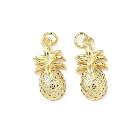 Латунные микропаве прозрачные подвески с фианитом, ананас, без свинца и без кадмия, долговечный, стойки покрытие, реальный 18 k позолоченный, с целью перехода в кольце