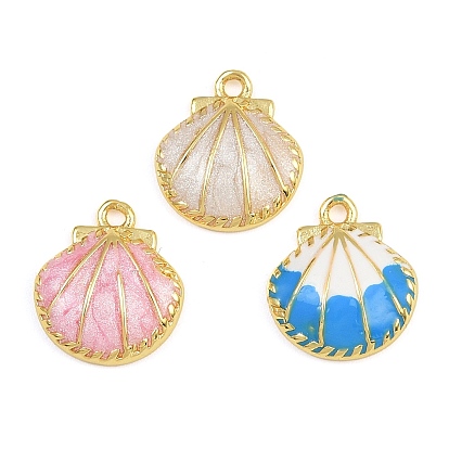 Латунь эмаль прелести, подвески в форме ракушек, стойки покрытие, долговечный, без кадмия и без свинца, реальный 18 k позолоченный