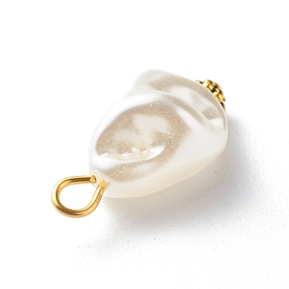 ABS Plastic Imitation Pearl Pendants, with Iron and Alloy Findings, Nuggets