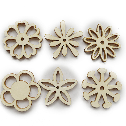 50 Ornement de découpes en forme de fleur en bois non fini, pendentifs suspendus de fleurs, fournitures de peinture