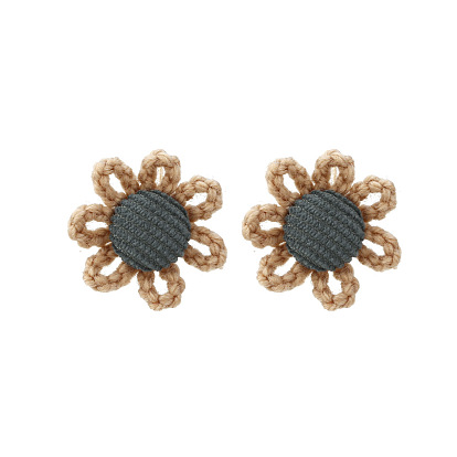 Cute Handmade Knitted Sunflower Earrings - Button Flower, Lovely, Crafted.