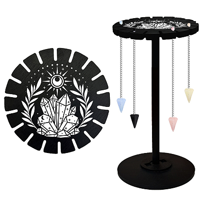 Деревянный руль, деревянная витрина, черный держатель подставка, стеллаж для хранения маятников в деревенском стиле, ведьма