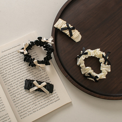 Princess Black and White Folded Hairband Bow - Lolita Headwear, Sweet and Cute.