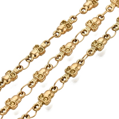 5M 304 Stainless Steel Skull Link Chains, Soldered, with Spool, Ion Plating(IP), Long-Lasting Plated