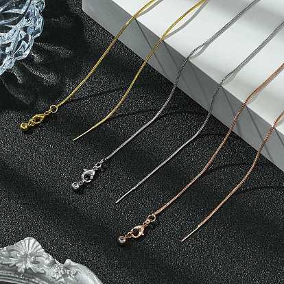 1мм стойка покрытие латунь змейка цепь регулируемый слайдер ожерелья для женщин мужчин, без кадмия и без свинца, 901 застежка из нержавеющей стали, долговечный