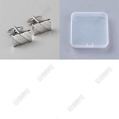 Brass Cufflinks for Men's Shirt, Rectangle with Twill Pattern