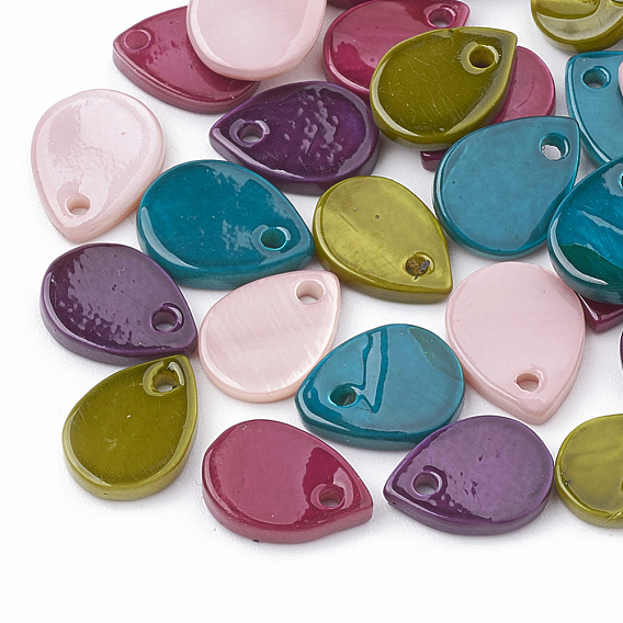 Freshwater Shell Charms, Spray Painted, Drop