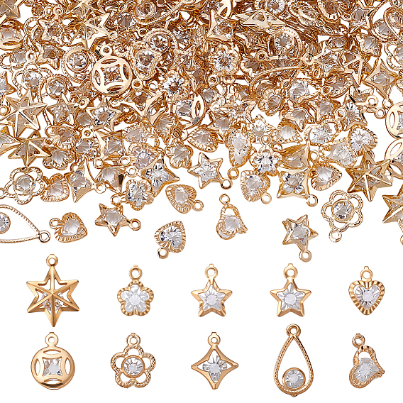 200шт 10 стили стойки покрытие экологически чистые железные подвески, с кристально горный хрусталь, без кадмия, без никеля и без свинца