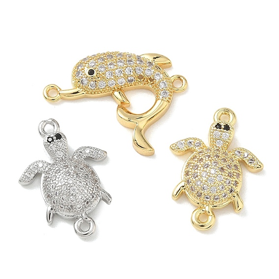 Латунные микропаве прозрачные кубические цирконии коннекторы морские животные, без свинца и без кадмия, долговечный, стойки покрытие