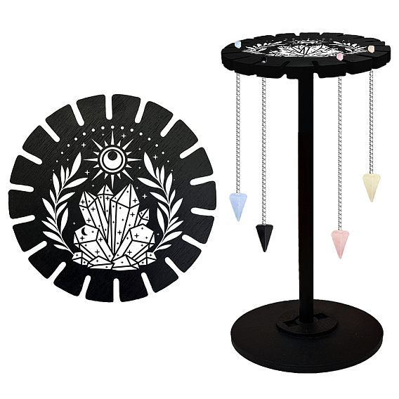 Деревянный руль, деревянная витрина, черный держатель подставка, стеллаж для хранения маятников в деревенском стиле, ведьма