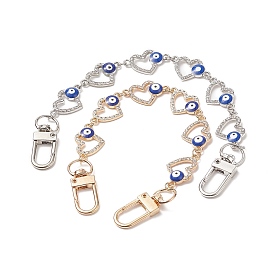 Alloy Enamel Heart with Evil Eye Link Chain Bag Extender Chains, with Alloy Swivel Clasps