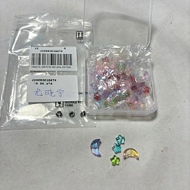 70Pcs Transparent Glass Beads, Two Tone, Star/Moon