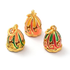 Alloy Enamel Charms, with Jump Ring, Golden, Seedpod of The Lotus Charm