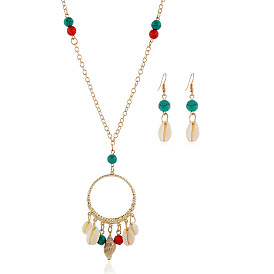 Ocean Wind Summer Beach Jewelry Shell Necklace Set