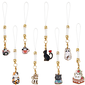 16 шт 8 стиль кошачий сплав эмалированные мобильные ремешки