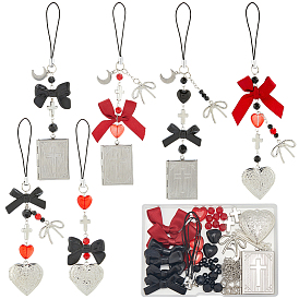 Набор для самостоятельного изготовления ремней для мобильного телефона с бантом, включая подвески из латуни и нержавеющей стали и сплава, стеклянные и акриловые бусины, латунный штифт с проушиной, соединительное кольцо и витые цепи