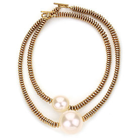 Пластиковый круглый кулон с имитацией жемчуга, двухслойные ожерелья из пластика CCB Heishi с застежками OT, белые