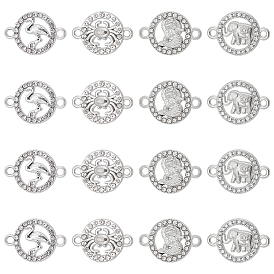 32 шт. 4 стили сплава кристаллы стразы разъем подвески, плоские круглые ссылки