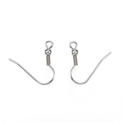 304 Stainless Steel Earring Hooks, with Horizontal Loop, Ear Wire