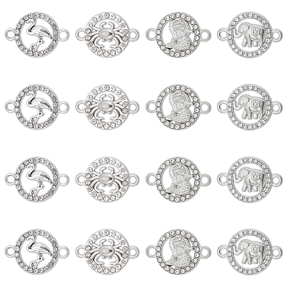 32 шт. 4 стили сплава кристаллы стразы разъем подвески, плоские круглые ссылки