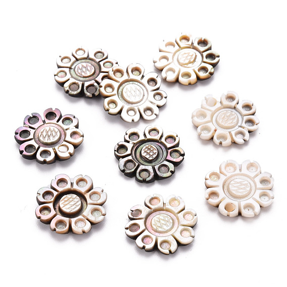 Lèvre naturel noir cabochons shell, fleur