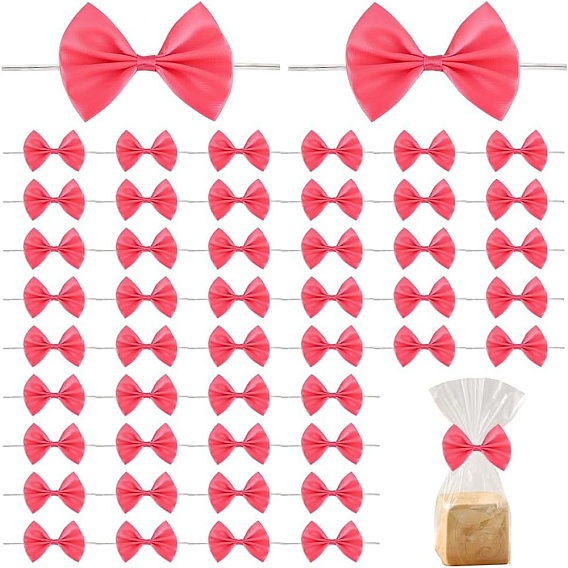 Polyester Packaging Ribbon Bows, Gift Pull Bows, with Iron Wire Twist Ties, for DIY Gift Wrap Decoration, Wedding Candy Party Decoration