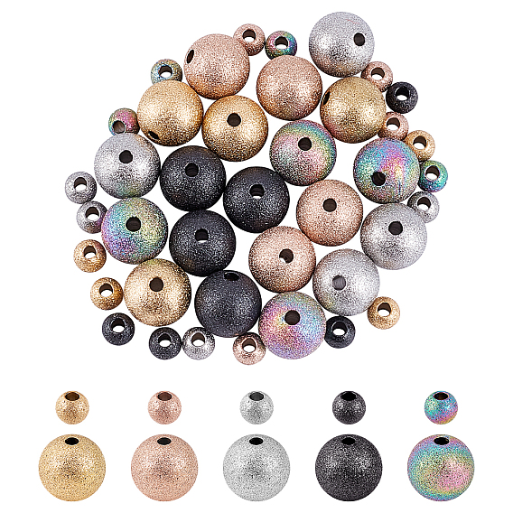 PVD Vacuum Plating 304 Stainless Steel Textured Beads, Round