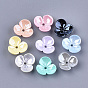 3-Petal Eco-Friendly ABS Plastic Bead Caps, Pearlized, Grade A, Flower